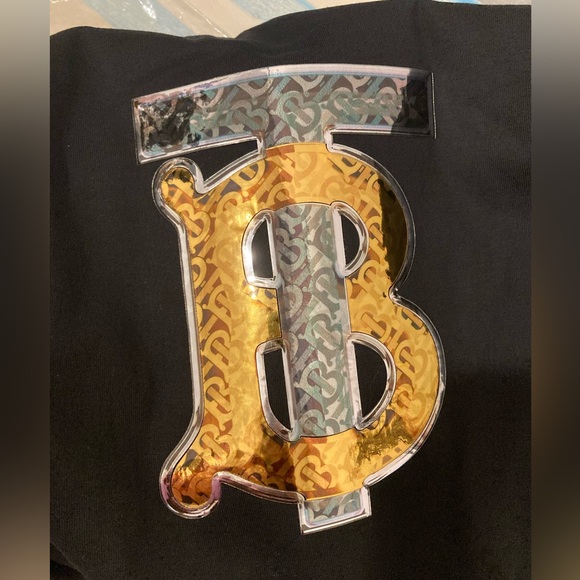 Burberry Black T-Shirt with Gold Logo - Picture 3 of 7